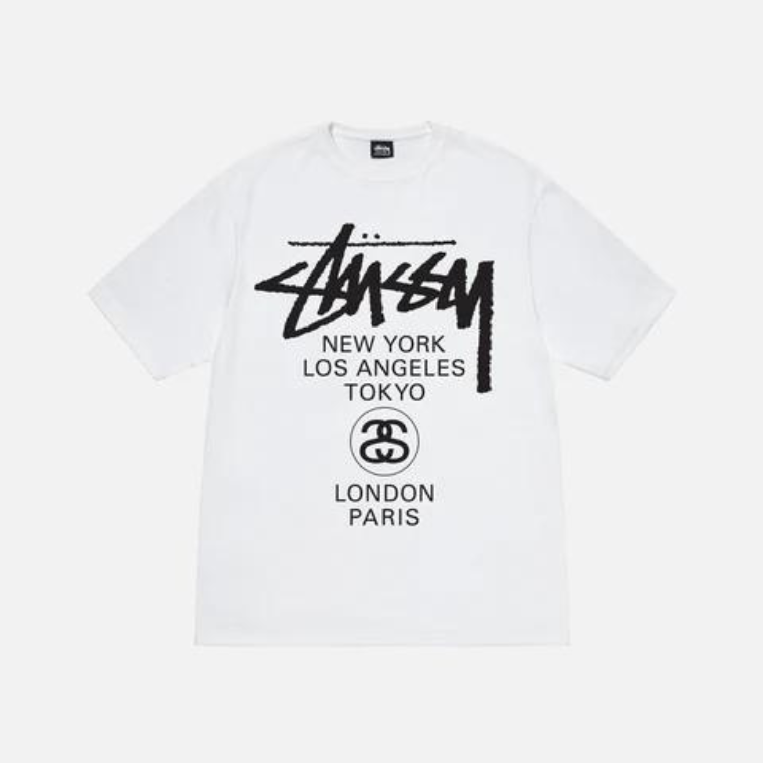 Stussy White T-Shirt | Stussy World Tour Tee | Kolab Store