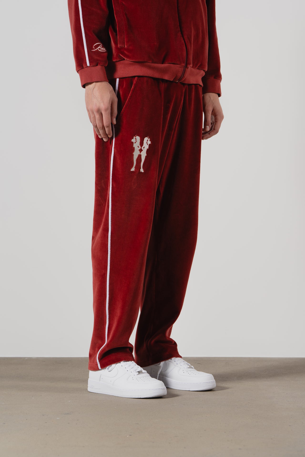 Velour” Tracksuit Trousers (Burgundy)