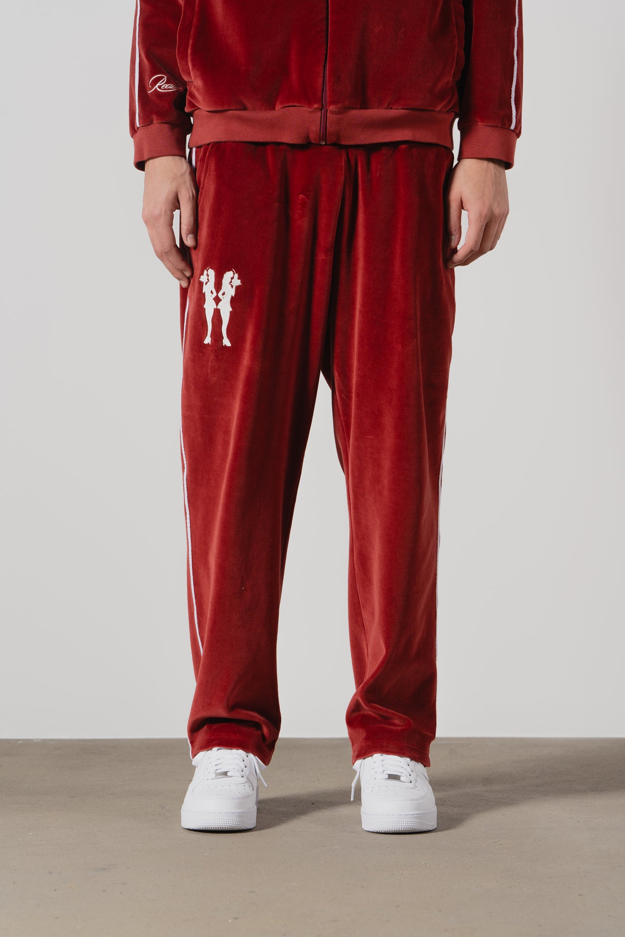 Velour” Tracksuit Trousers (Burgundy)