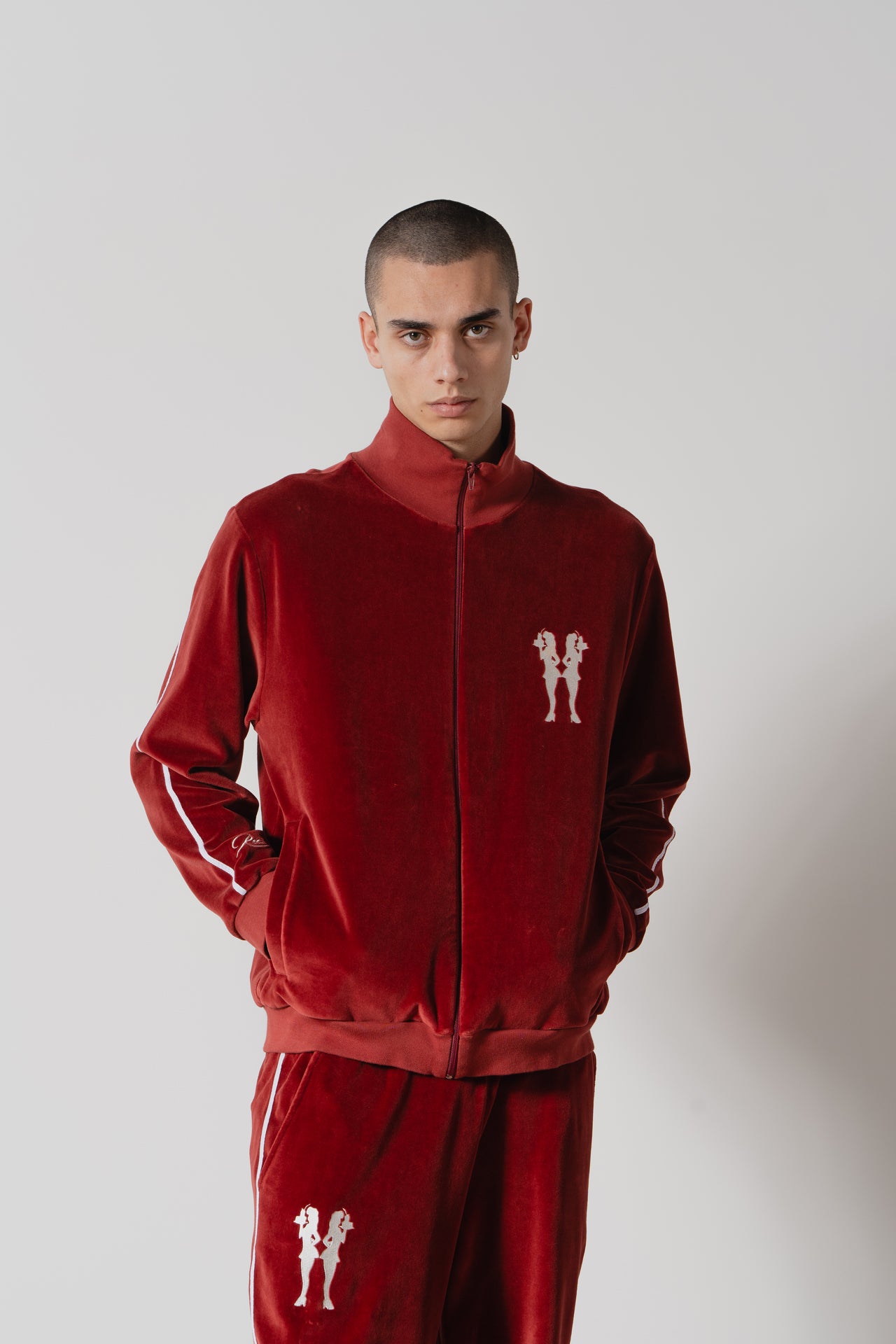 “Velour” Tracksuit Jacket (Burgundy)