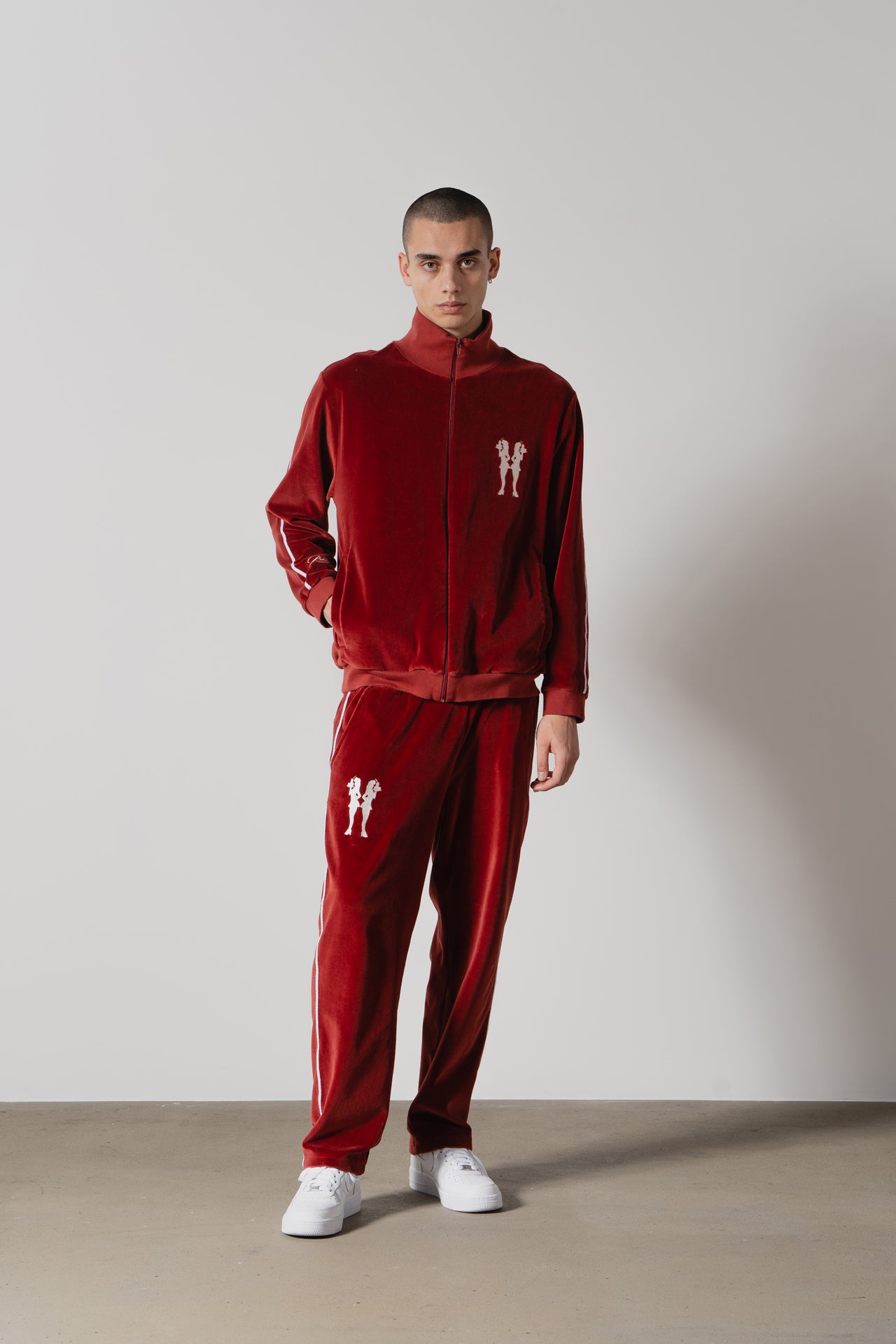 “Velour” Tracksuit Jacket (Burgundy)