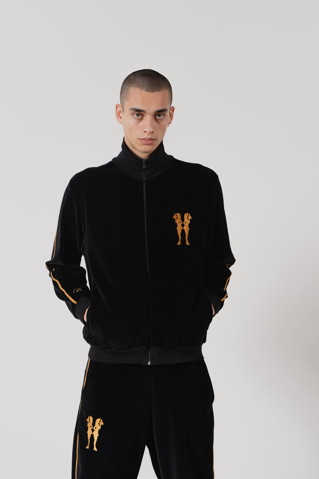 “Velour” Tracksuit Jacket (Black)